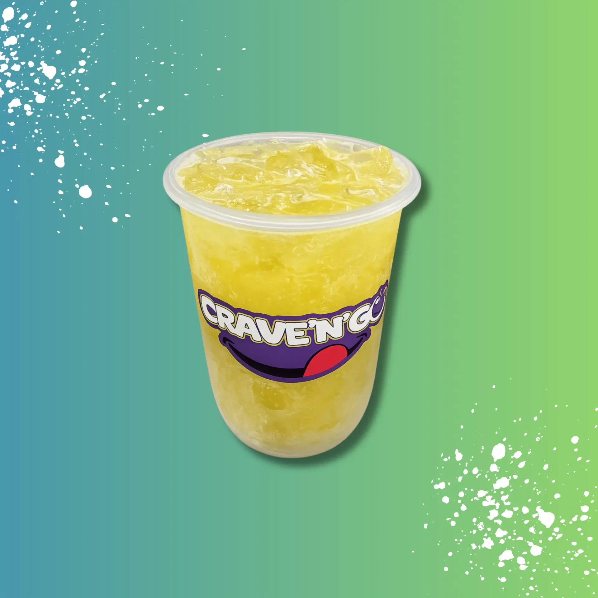 Crave N Go cup of pineapple sugarcane juice packed with ice