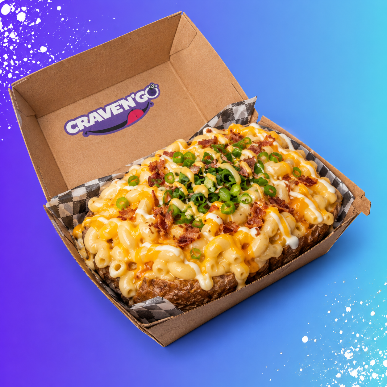 MC Cheesy loaded spud with triple cheese melt and parmesan crumb