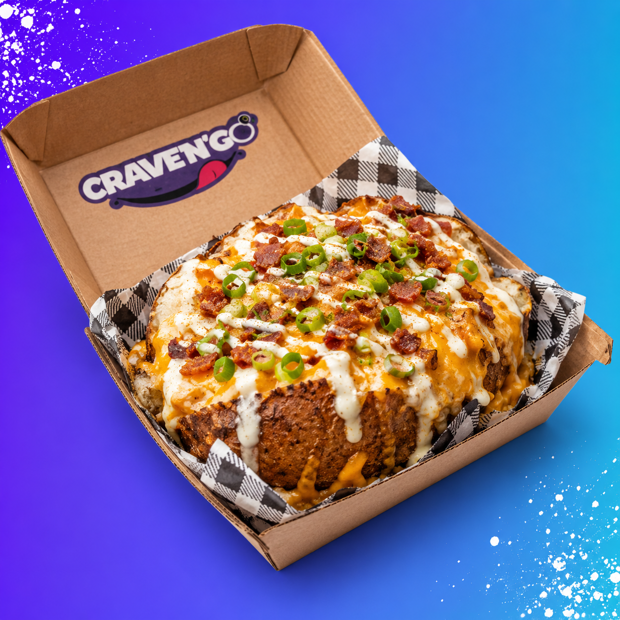 Super Spud loaded with cheese and crispy onions