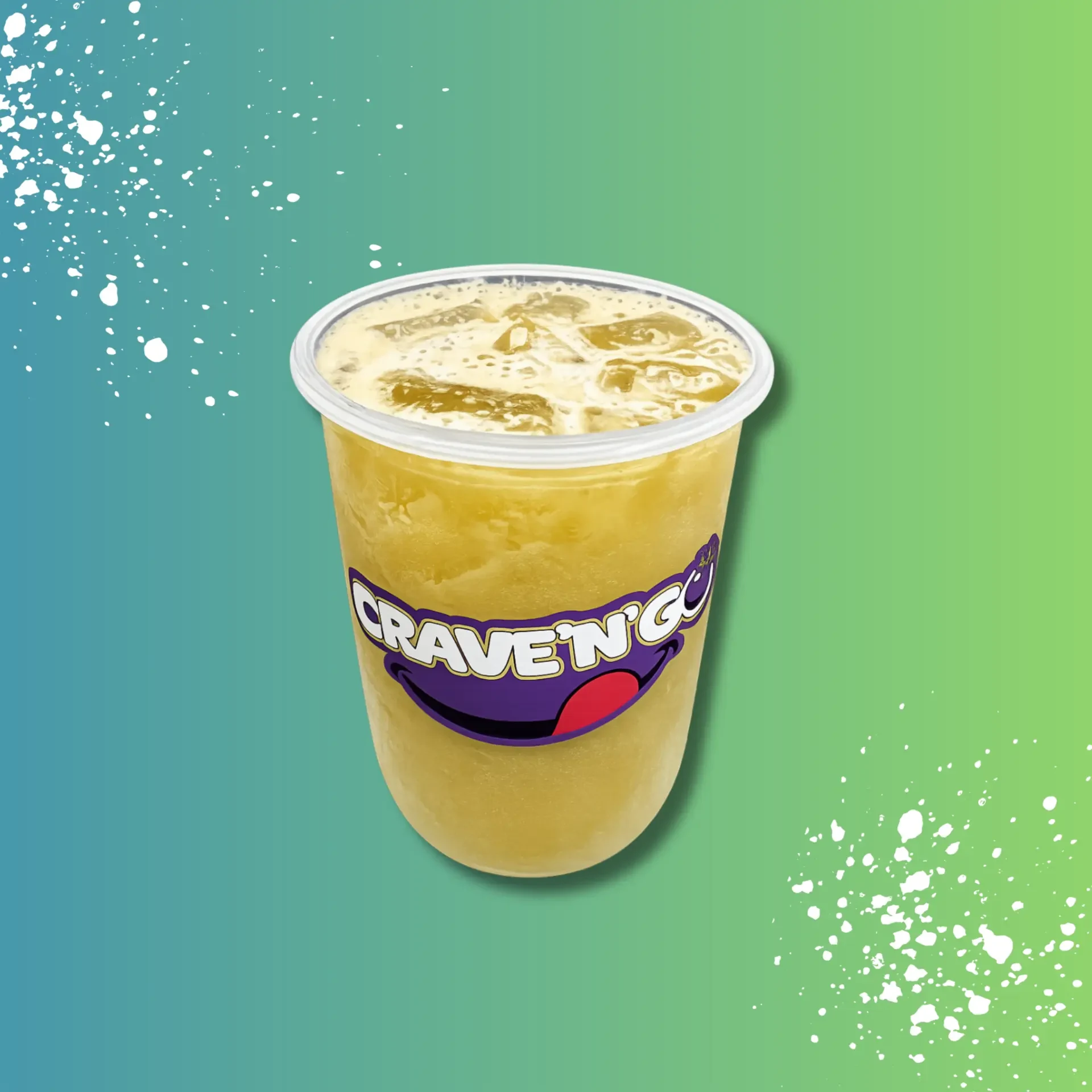 Crave N Go cup of Blue V sugarcane shaken over ice