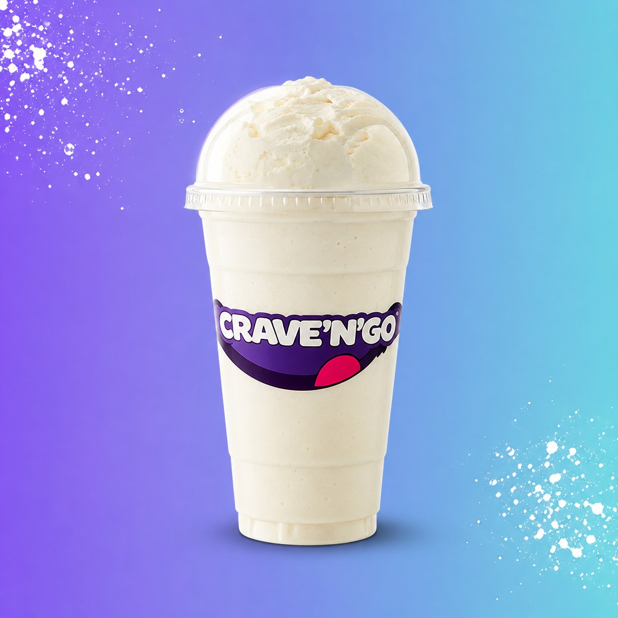 Classic vanilla milkshake in a tall glass topped with whipped cream